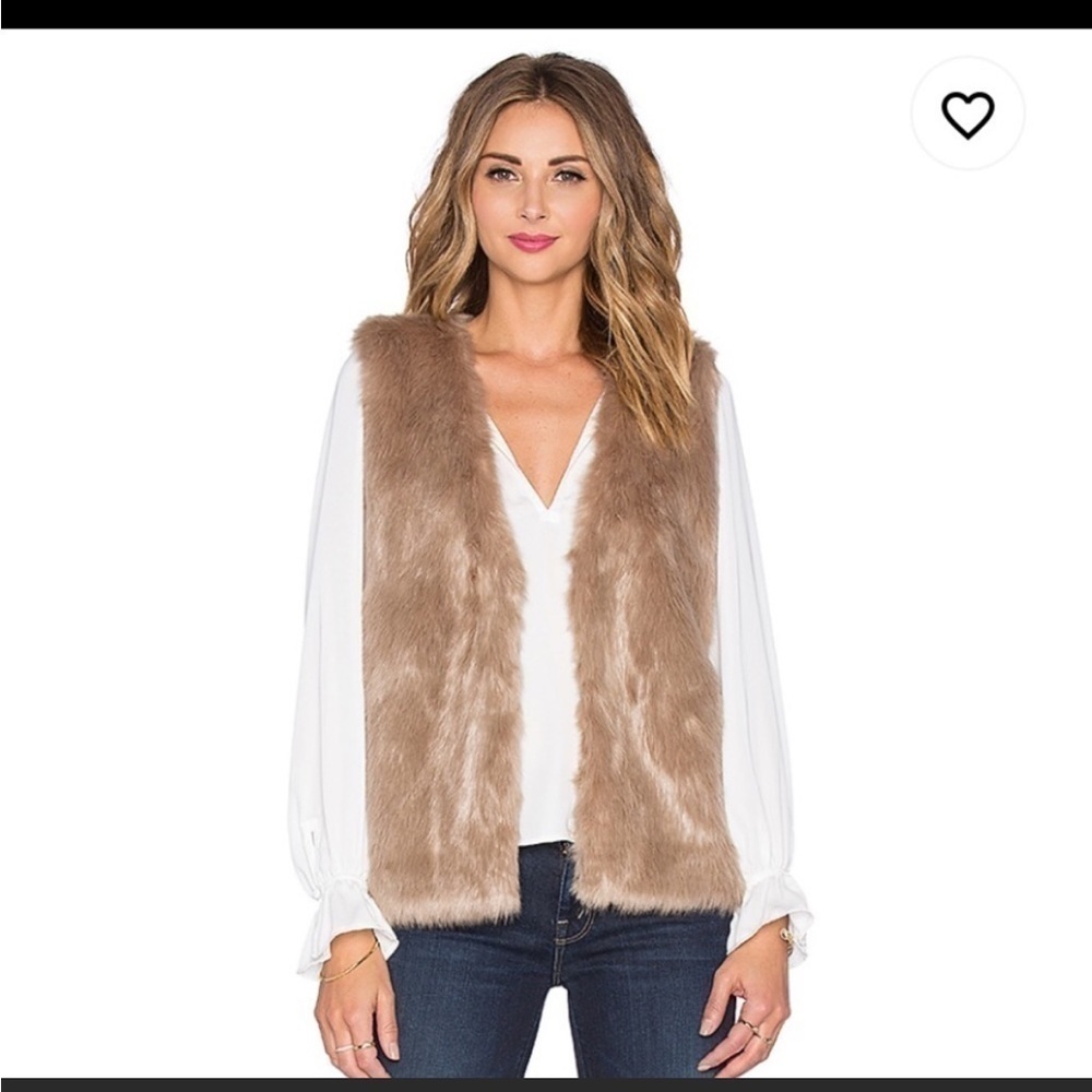 Joie Nimoy Faux Fur Vest in Deep Mushroom Taupe Size Medium Winter Fall Cozy